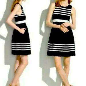 Black and white striped mini dress